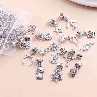 Kit 8 Berloques Banhados na Cor Prata Pingentes Pendurado Para Pulseiras em Oferta na Shopee