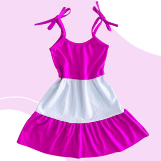 Vestido feminino infantil menina verão ROSA E BRANCO em Oferta na Shopee