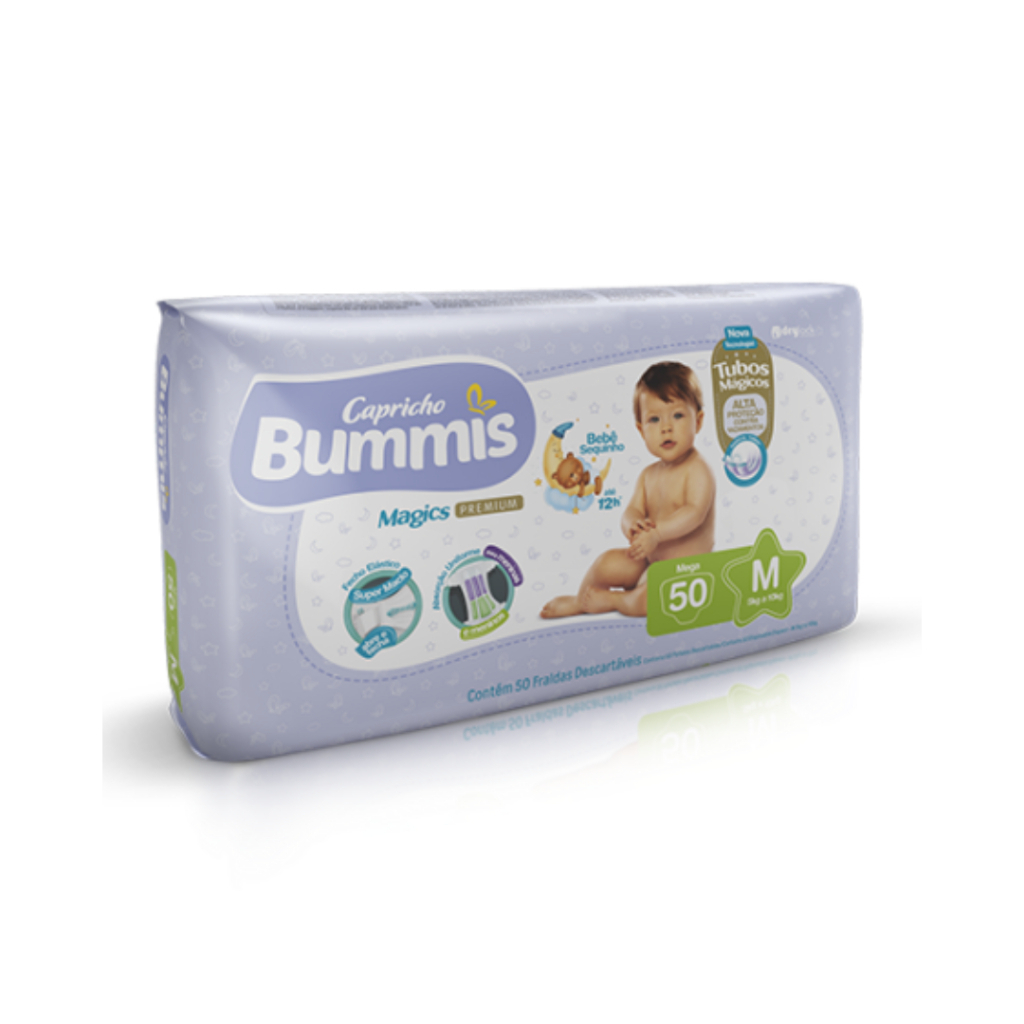Fralda Capricho Bummis Magics Premium M - 50 Unidades - 12h Proteção
