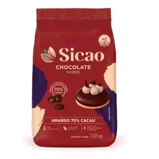 CHOCOLATE NOBRE AMARGO 70%CACAU GOTAS 1,01KG - SICAO em Oferta na Shopee