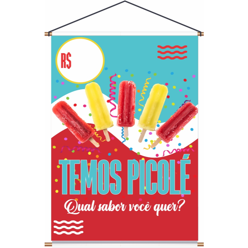 Banner Picolé/Sacolé Arte pronta em Oferta na Shopee