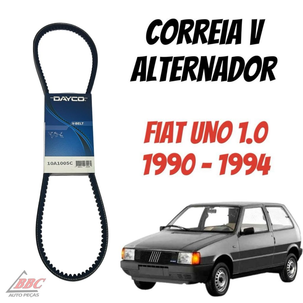 Correia V Alternador Fiat Uno 1.0 - 1990 até 1994 - Gir/Alt/Ba - 7398 - 10x1005 Dayco em Oferta na Shopee
