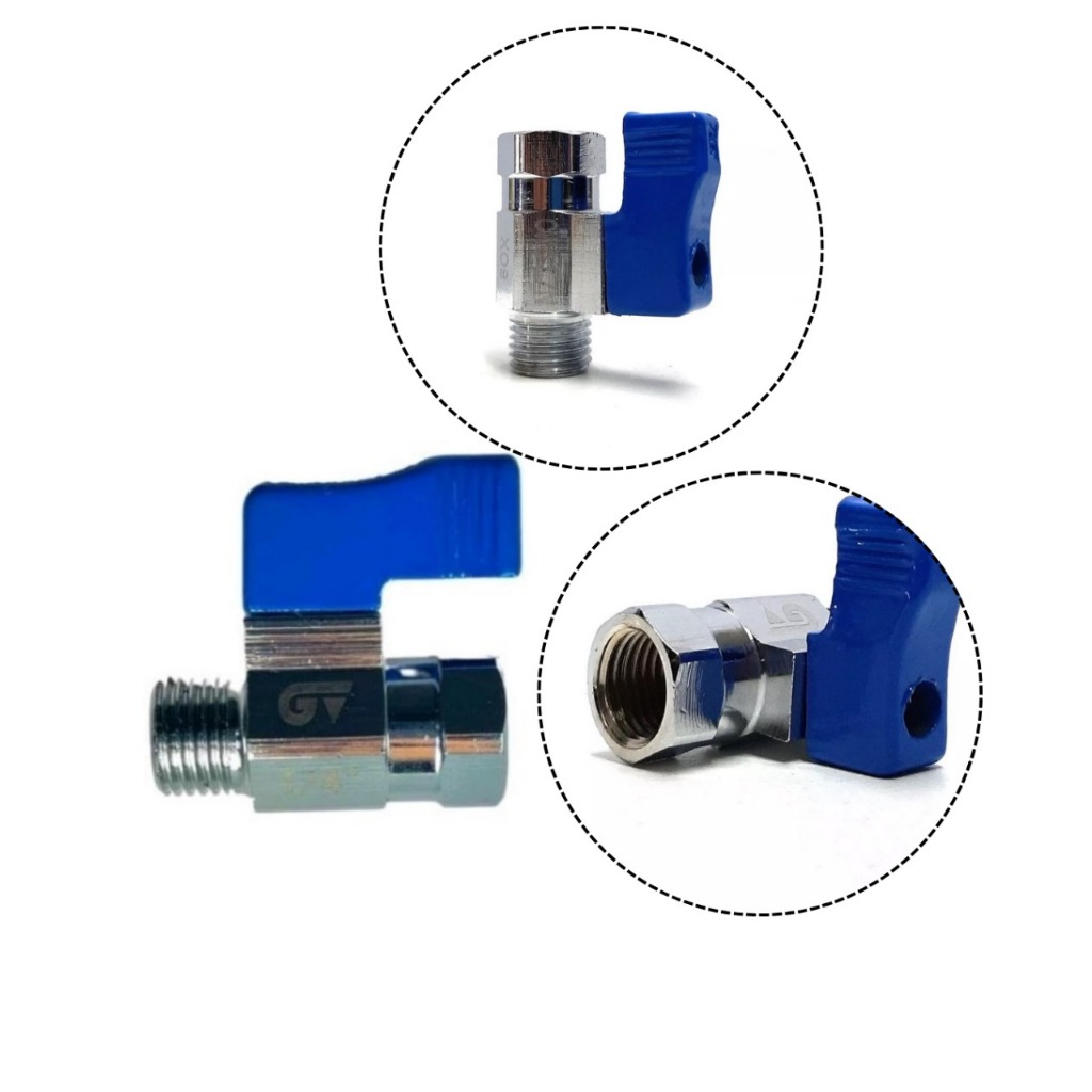 Registro Esférico Compacto com Rosca Macho e Fêmea 1/4 - Válvula de esfera manual em metal cromado