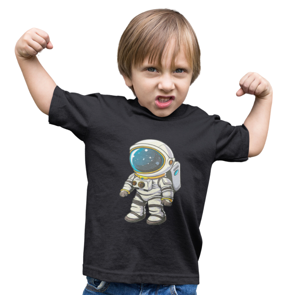Camiseta Blusa Infantil Masculina Astronauta Criança Menino, Algodão Alta qualidade Premium Estilosa