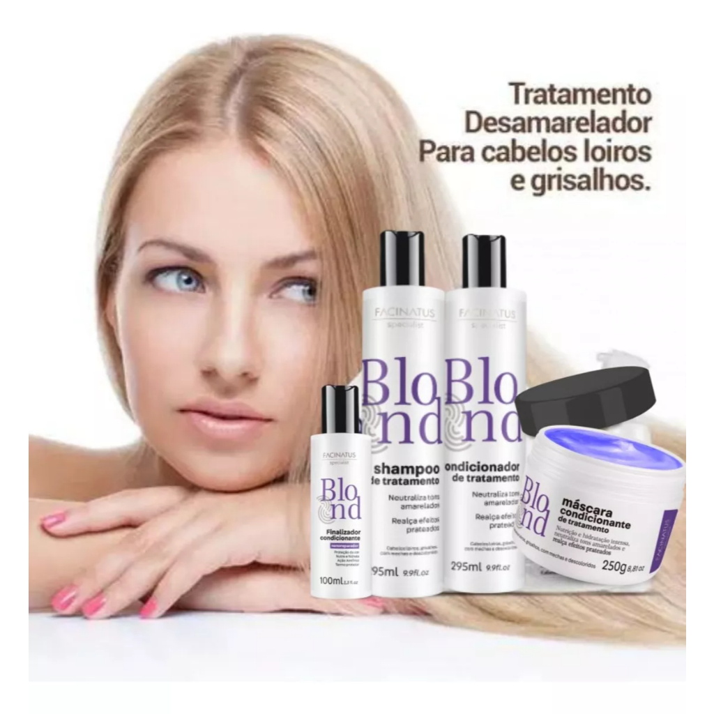 Kit Desamarelador e Restaurador da Cor Tratamento Capilar Blond - Facinatus Cosméticos DF