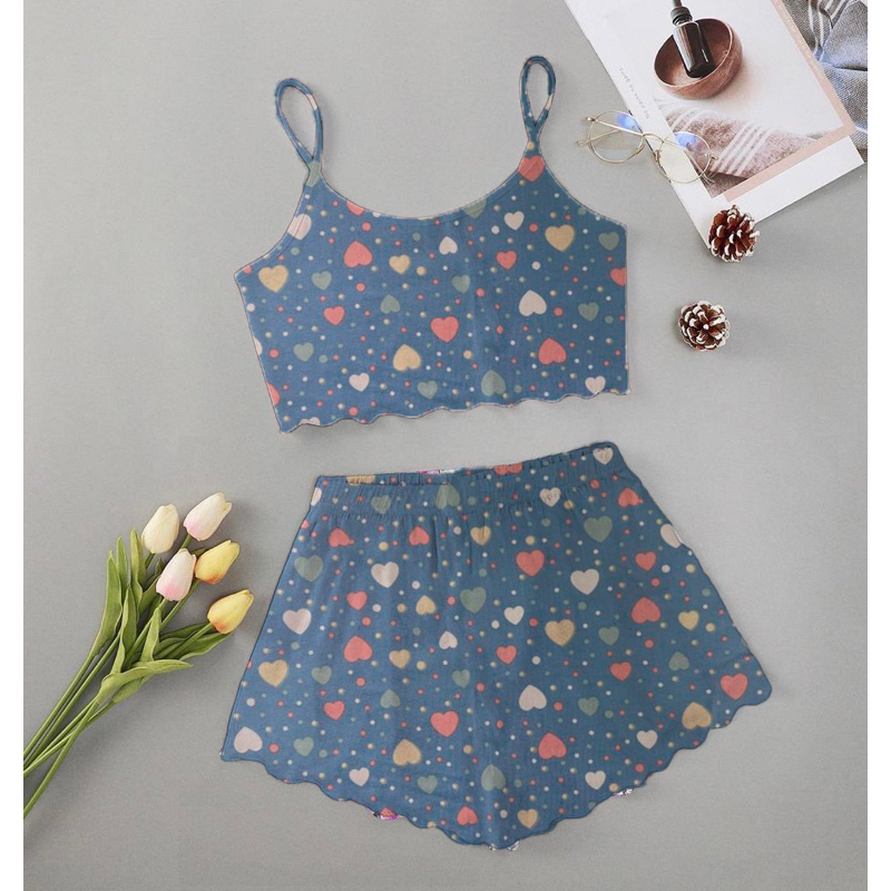 Kit 4 Pijamas Femininos Baby Doll Cropped Com Top e Alcinha Em Suede