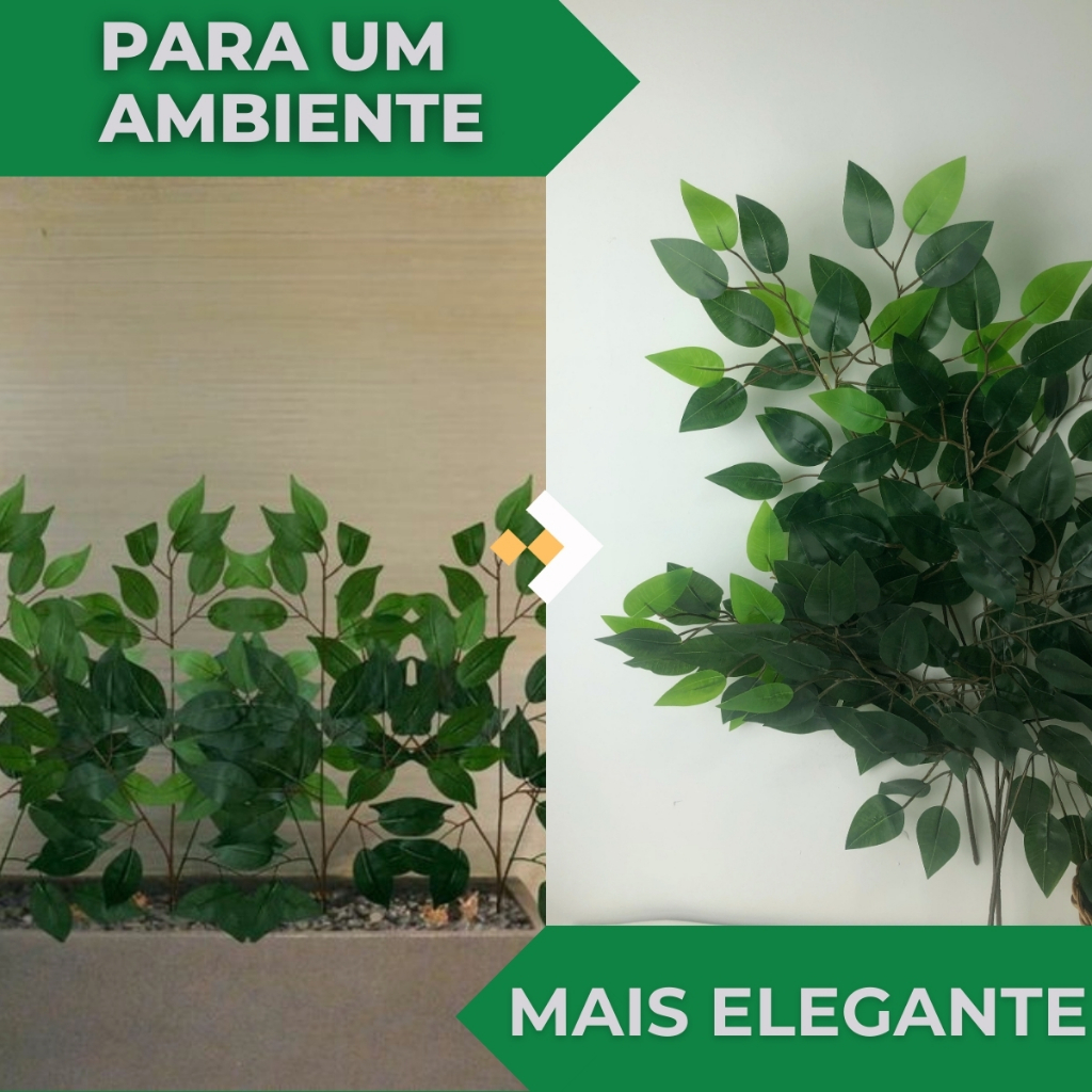 12 Galhos Folha Ficus Artificial Decoração Folhagem · foto 2