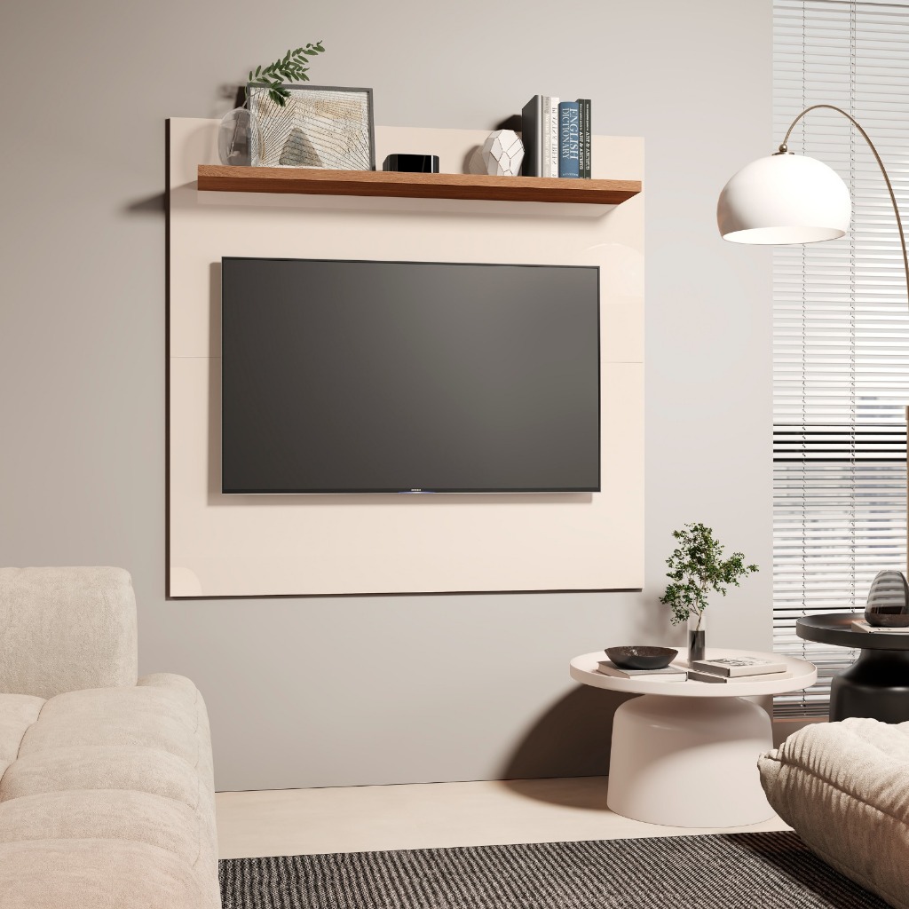 Painel Para TV Sala de Estar Até 32 Polegadas Suspenso Com Prateleira Ajustável