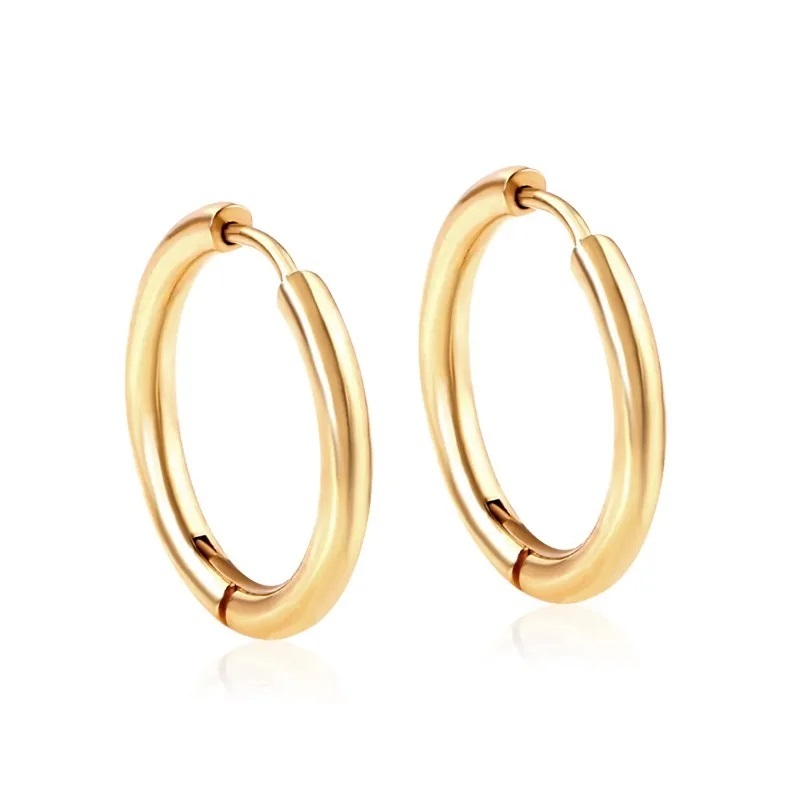 Brincos de argola redondo pequeno dourado Aço inoxidável Antialérgico Estilo de Luxo - Shipcom Brasil