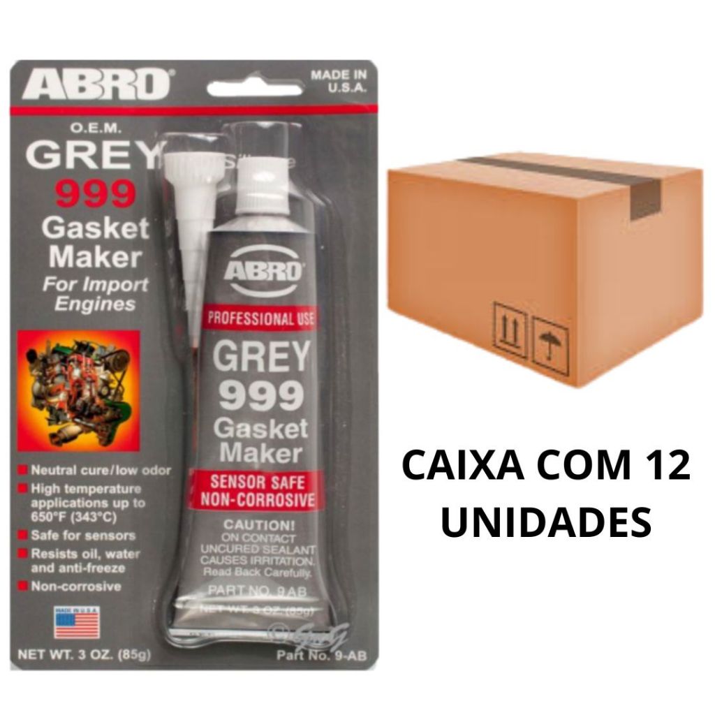 SILICONE PARA ALTA TEMPERATURA ABRO GREY 999 85G 12 UNIDADES