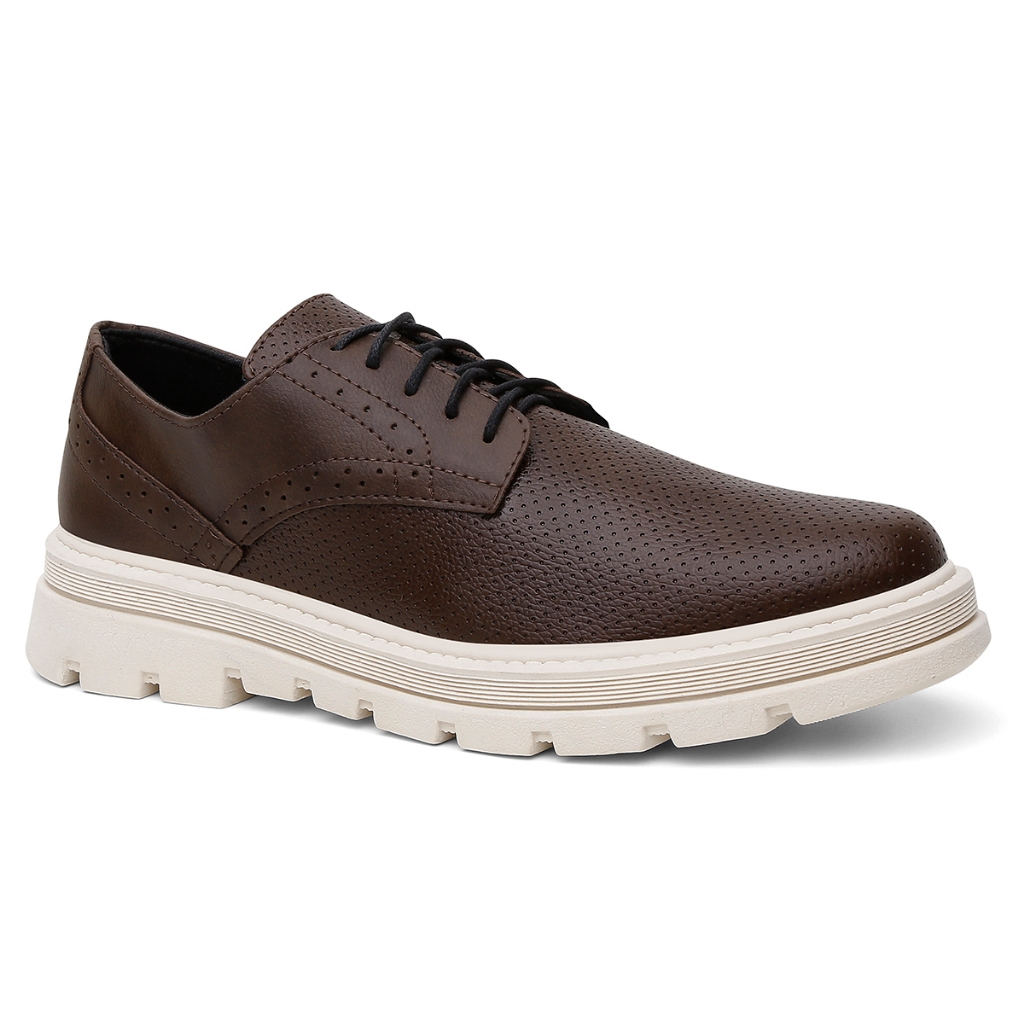 Sapato Oxford Masculino Tratorado Casual Sola Alta Plataforma de Amarrar