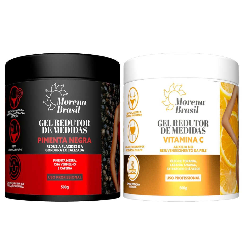 Kit 2X Gel de Massagem Corporal Morena Brasil | 🌶️ Pimenta Negra + 🍊 Laranja Amarga