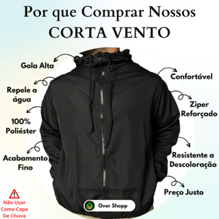Jaqueta Corta Vento Masculina Impermeável Semi Forrada Com Capuz - Repelente a Água - Gola Alta em Oferta na Shopee