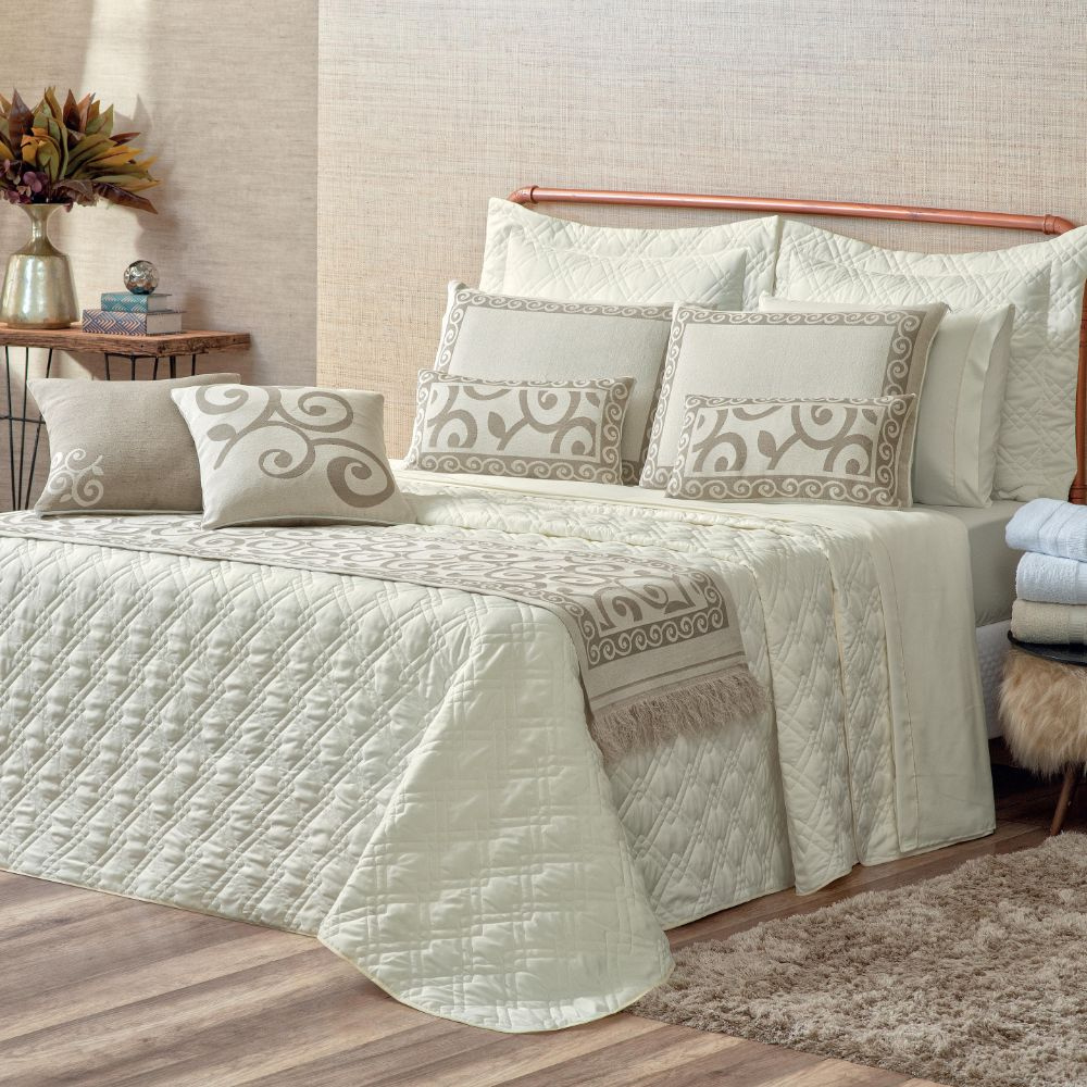 Kit Colcha Cobre Leito Casal King Completo Turin 180 Fios 14 peças Exclusivo Premium em Oferta na Shopee