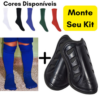 Kit Meião com Caneleira De Futebol Esportivo Infantil e Juvenil Longo Esporte 24 ao 36