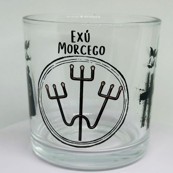 COPO DE WISKY E BEBIDAS EXÚ MORCEGO UMBANDA QUIMBANDA CANDOMBLÉ 260ML VIDRO - FERRAMENTA