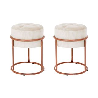 Kit 2x Puff Argola Redondo Capitonê Ferro Aço Carbono Tecido Veludo em Oferta na Shopee