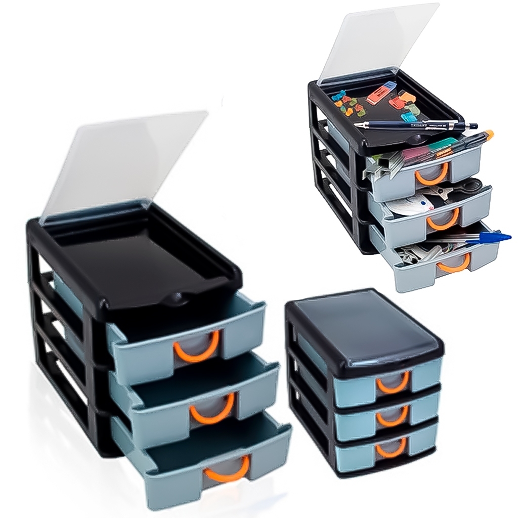 Caixa Organizadora Com 3 Gavetas Puxador Gaveteiro Multiuso Casa Papelaria Estoque 7080 TOY em Oferta na Shopee