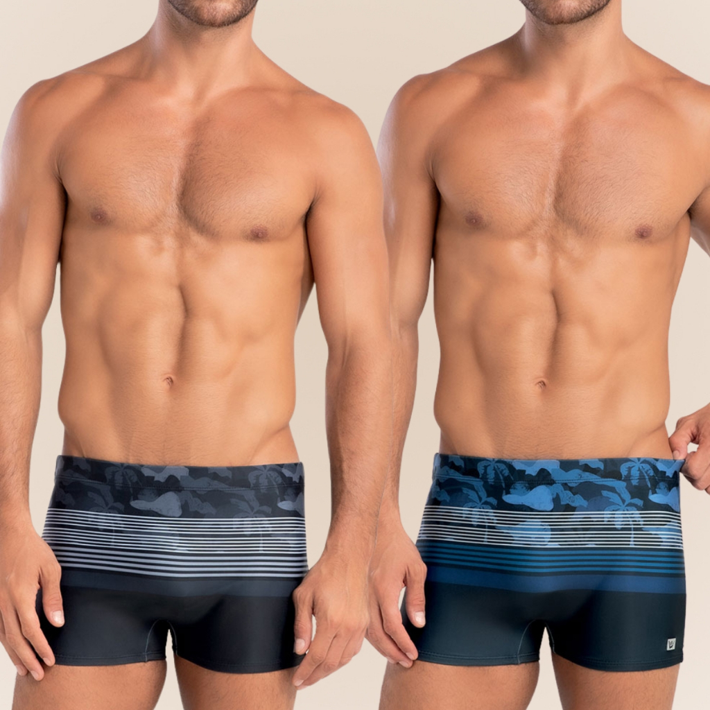 Sunga Hang Loose Adulto Boxer com Cordão de Regulagem Estampa Camuflada Forrada Moda Praia FPS 50