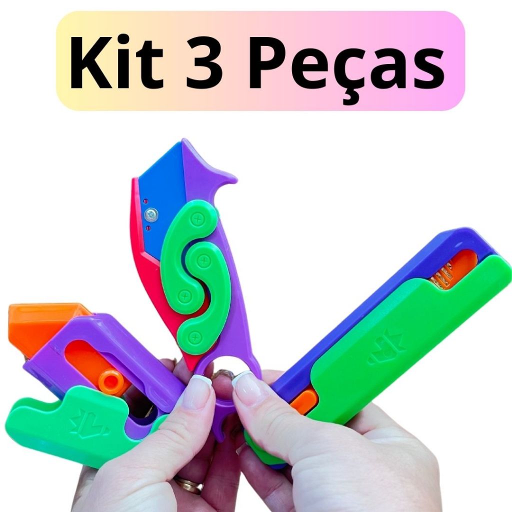 Kit 3 Faquinha Cenoura Faca Retrátil Anti Stress Fidget Toy em Oferta na Shopee