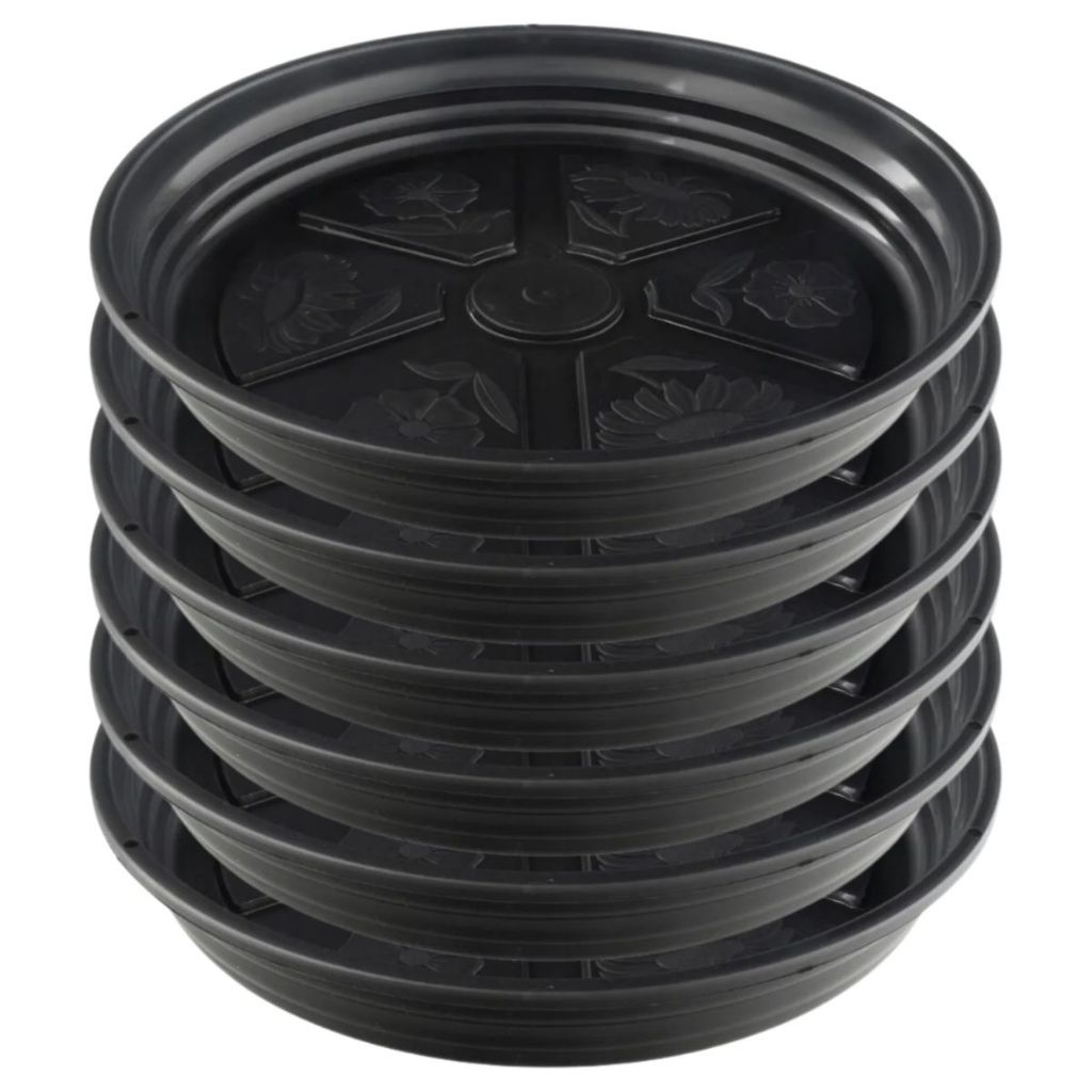 Kit 6 Prato Para Planta 23x3cm De Plástico Reciclado De Vaso Suporte Redondo N° 4 Barato - Promoção!
