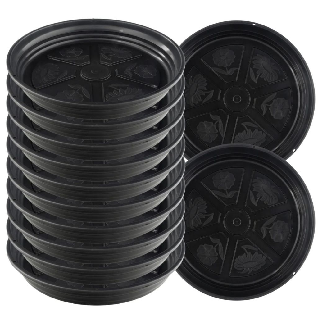 Kit 12 Prato Para Planta 23x3cm De Plástico Reciclado De Vaso Suporte Redondo N°4 Barato - Promoção!