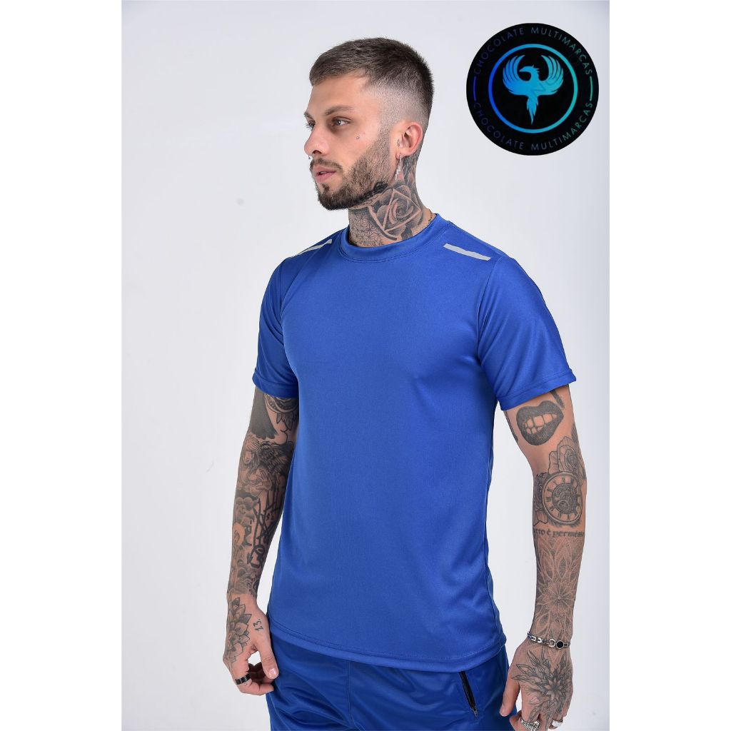 CAMISA MASCULINA LISA COM LINHA REFLETIVA NO OMBRO- DIVERSAS CORES