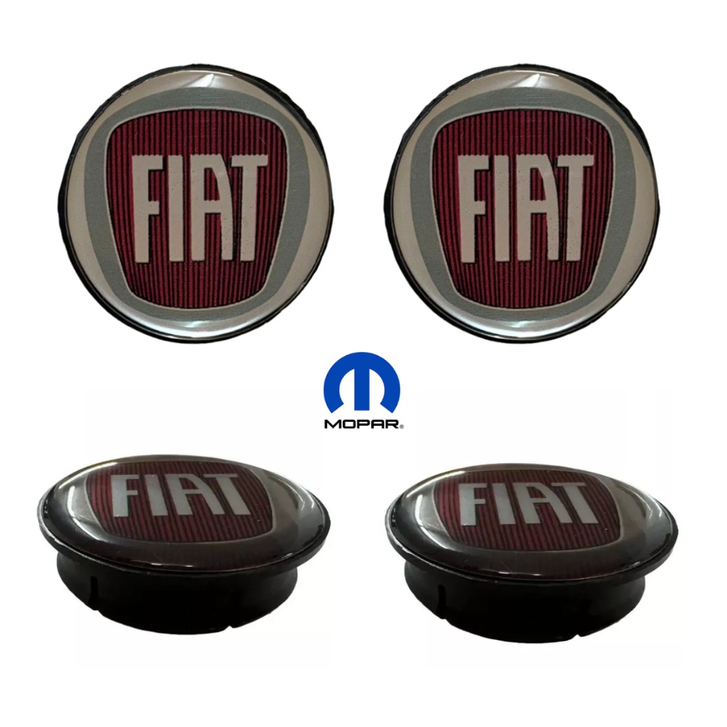 Jogo Calota Emblema Roda Fiat Vermelho Aro 14 15 17 Original Mopar