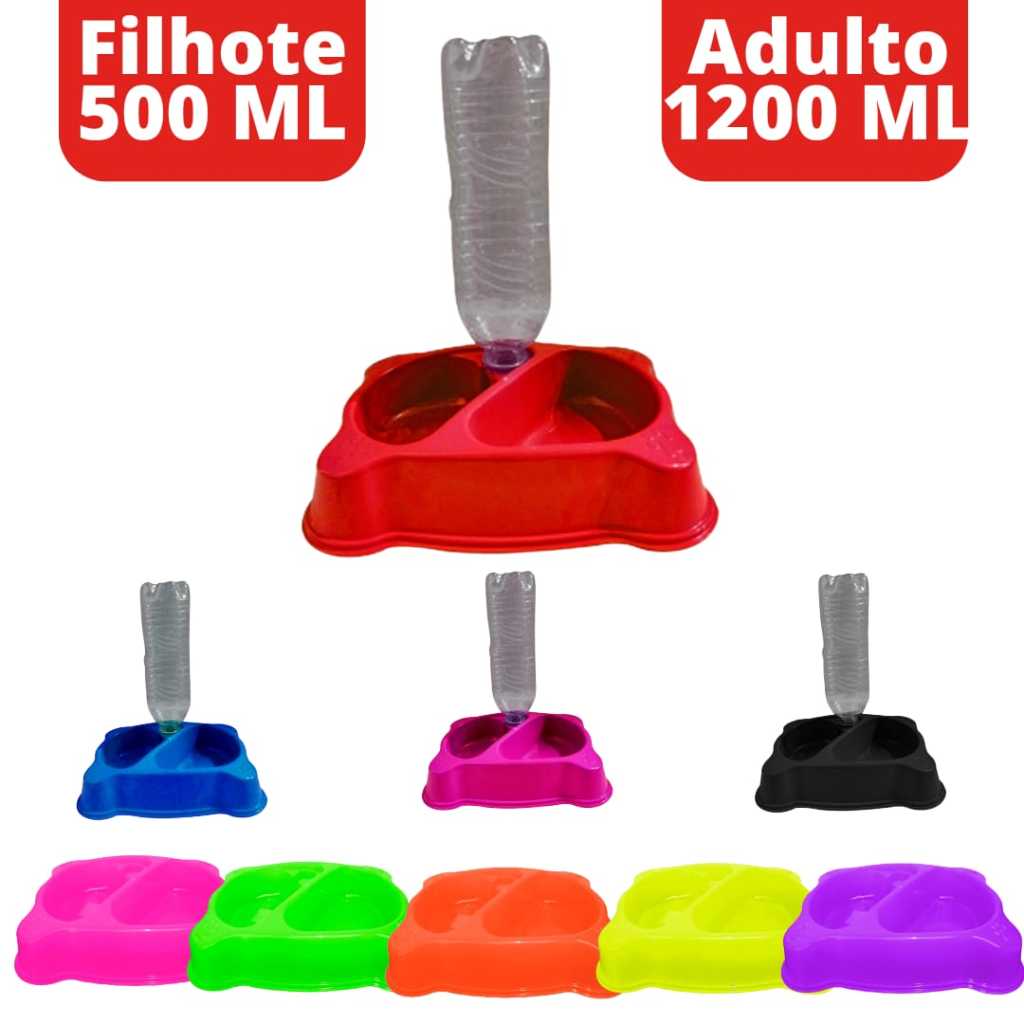 Comedouro e Bebedouro Duplo Automático Com Suporte de Garrafa - 2D Pet