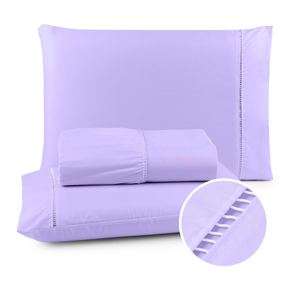 Lencol Casal Queen King 3 Pçs Jogo De Cama 400 Fios Micropercal Solteiro 2 Pçs com Ponto Palito Satisfação e Conforto