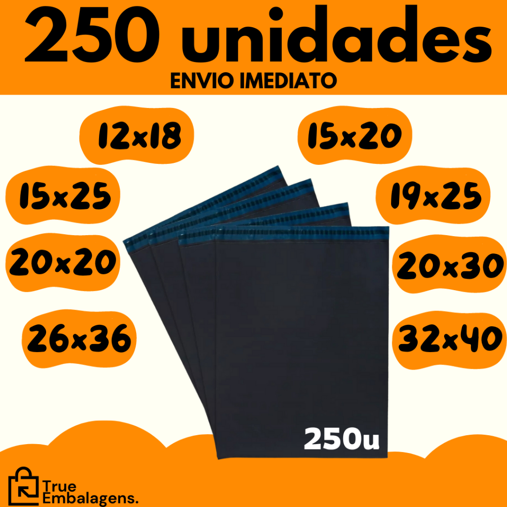 Kit 250 Envelope De Segurança Embalagem Envio Tamanho12x18 15x20 15x25 19x25 20x30 26x36 32x40 40x50 em Oferta na Shopee
