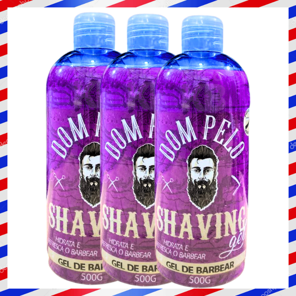 Kit 3 Shaving Gel De Barbear Barbearia Barbeiro 500ml Slim Profissional Barbear Ultra Suave