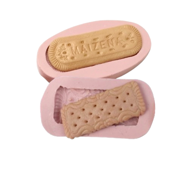 Molde de Silicone- Kit 2 Bolachas Biscoitos Maizena e Leite