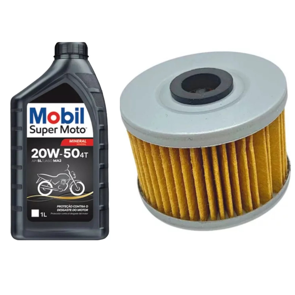 Kit 2 litros De Oleo Mobil 20w50 e o  Filtro De Oleo Para Cbx 250 Twister Tornado 250 twister Cb300 Xre 300