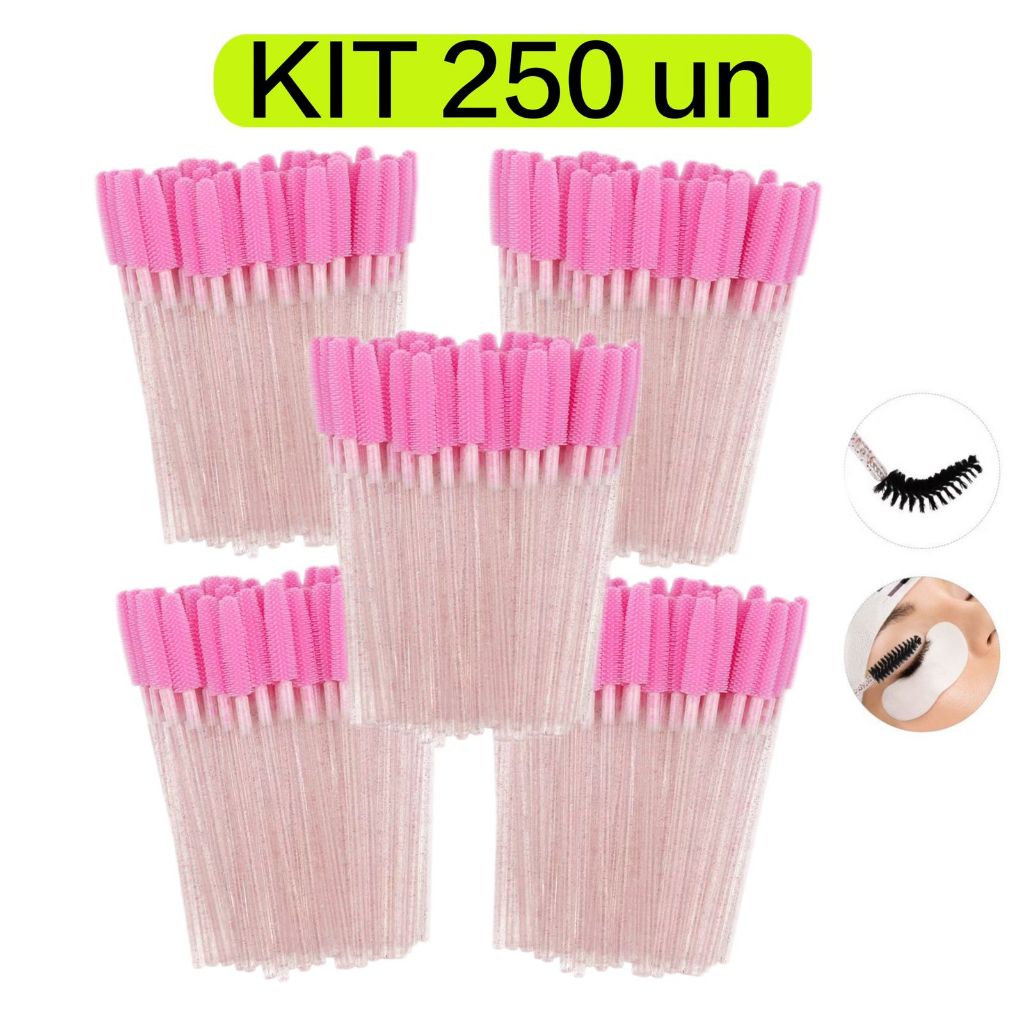 Kit 50/100/250 escovinhas com glitter Extensão de Cílios e sobrancelha em Oferta na Shopee