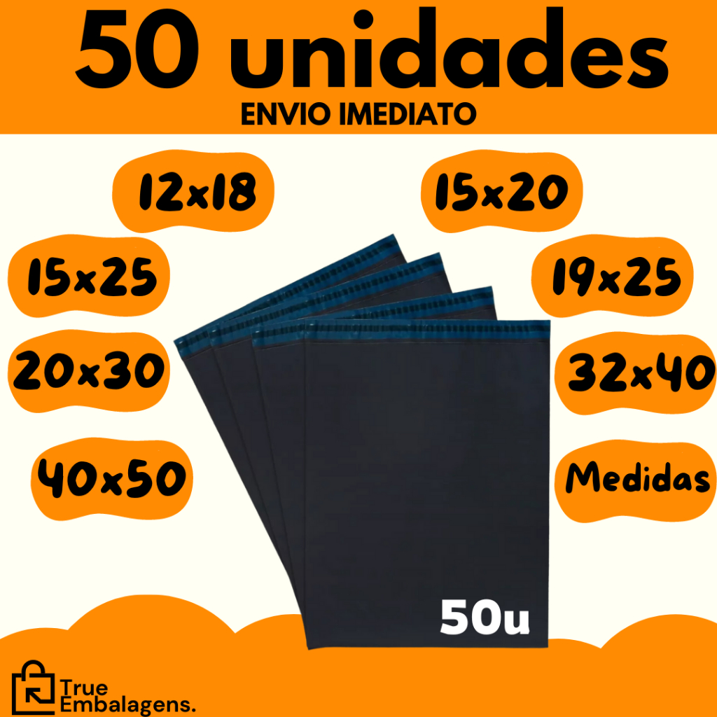 Kit c/ 50 Envelope Segurança Embalagem De Envio Correios12x18 15x20 15x25 19x25 20x30 32x40 40x50