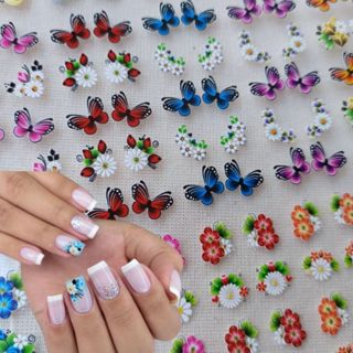 100 Adesivos de Unhas 3D Pré Pronta Mão Pés Nail Art Leve mais 20 em Oferta na Shopee