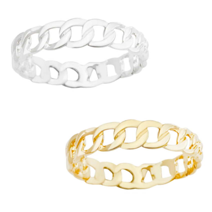 Anel Blogueira Banhado Feminino Elegante De Ouro 18K/Prata 925