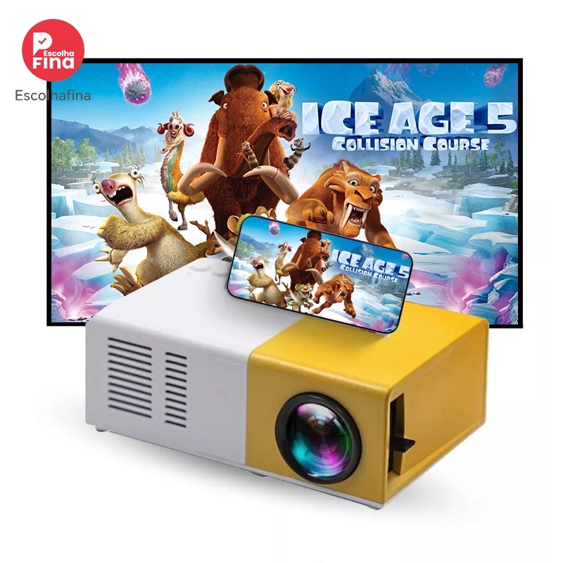 Mini Projetor YG210 Portátil HD - Ideal Para Atividades Com os Filhos - 110-240V - PRETO