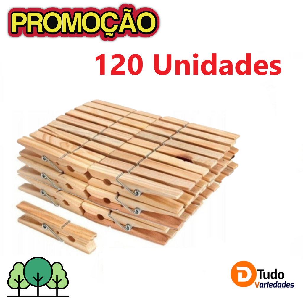 Prendedor Madeira 120 Unidades O Melhor!