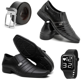 Kit 2 Pares + Brides Sapato Social Masculino Fivela Oferta Elegante