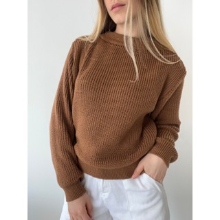 Blusa Tricô Inverno Ponto Fang Tricot Gola Redonda Manga Bufante em Oferta na Shopee