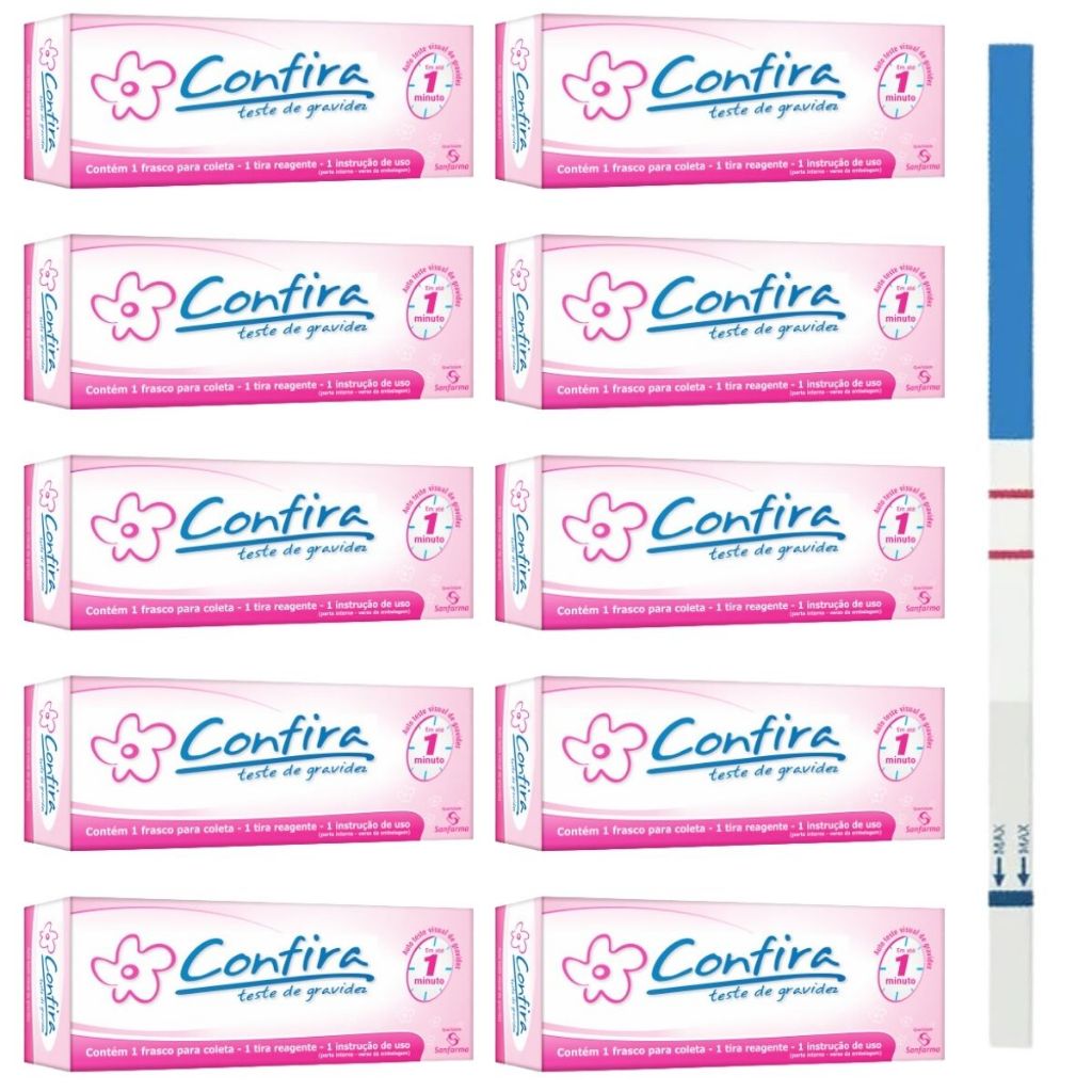 Kit 10 Teste De Gravidez Confira + Copo De Coleta Rápido 1 Minuto Envio Imediato Embalagem Discreta em Oferta na Shopee