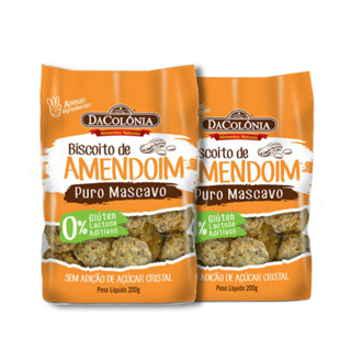 2 Biscoito De Amendoim Puro Mascavo 200g - Dacolônia em Oferta na Shopee