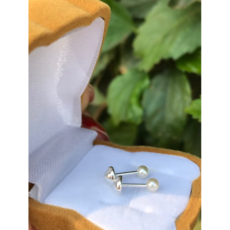 Brinco Pérola recém nascido bebê Tarraxa baby infantil Maternidade segundo furo Prata925
