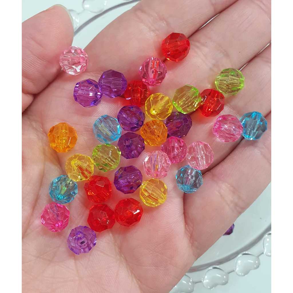 Bola Sextavada Cristais Acrílico 8mm Artesanato - 100 UNIDADES em Oferta na Shopee