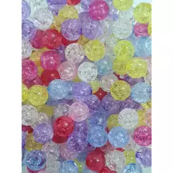 Miçanga Bola Acrílica Brilhante Craquele 8mm Com 100 Unidades