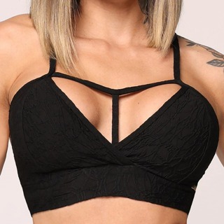 TOP MOVING JACQUARD PERLÊ PRETO em Oferta na Shopee