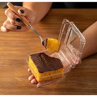 Embalagem Doce Quadrado Para Bolo Brownie Sobremesa Tampa Articulada 200ml JF650 em Oferta na Shopee