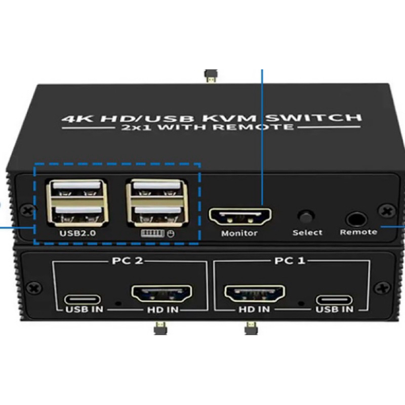Chaveador Switch Kvm 2 Portas Hdmi Mouse Teclado E Monitor